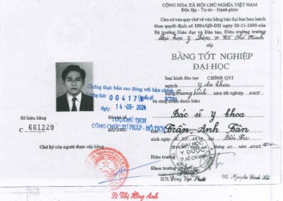 2005 - Bằng tốt nghiệp đại học bác sĩ TRẦN ANH TÂN