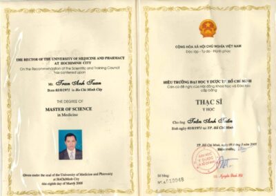 2005 – Bằng Thạc sĩ Y học – Trường ĐH Y Dược TP.HCM
