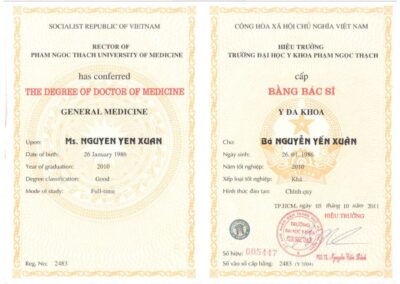 2011_ Bằng Bác sĩ chuyên ngành Y đa khoa do Trường Đại học Y khoa Phạm Ngọc Thạch cấp ngày 05_10_2011