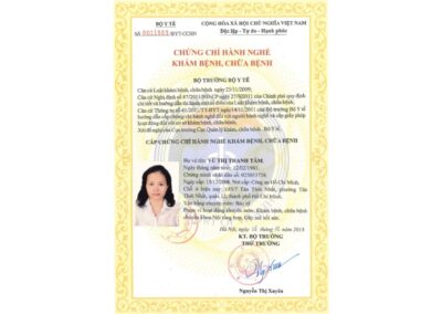 2013 - Chứng chỉ hành nghề khám bệnh, chữa bệnh