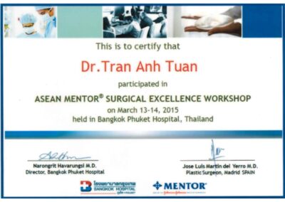 2015 – Giấy chứng nhận tham dự_ Hội thảo chuyên đề về phẫu thuật xuất sắc ASEAN MENTOR® – Bệnh viện Bangkok Phuket, Thái Lan