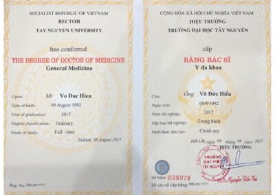 2017 - Bằng Bác sĩ Võ Đức Hiếu