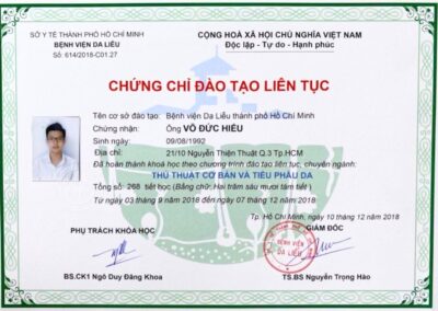 2018 - Chứng chỉ đào tạo liên tục_ Thủ thuật cơ bản và tiểu phẫu da