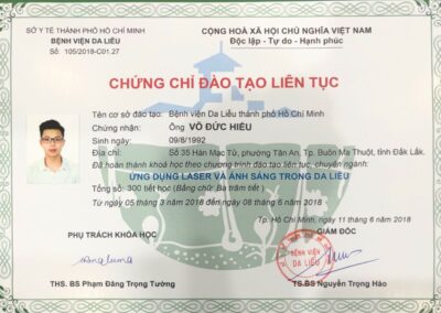 2018 - Chứng chỉ đào tạo liên tục_ Ứng dụng Laser và ánh sáng trong da liễu