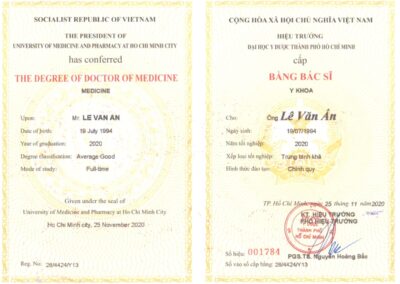 2020 - Bằng Bác sĩ y khoa - Trường Đại học Y Dược Thành phố Hồ Chí Minh