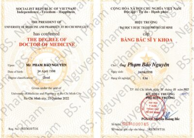 2022 - Bằng Bác sĩ Y khoa (Xếp loại_ Khá) tại Đại học Y Dược Thành phố Hồ Chí Minh