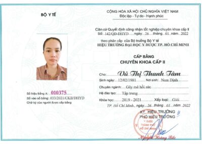 2022 - Bằng chuyên khoa cấp II ngành Gây mê hồi sức tại Đại học Y Dược TP. Hồ Chí Minh