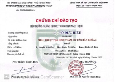 2022 - Chứng chỉ đào tạo_ Phẫu thuật tạo hình thẩm mỹ căn bản khóa 2