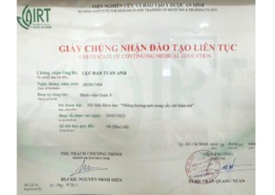 2023 - Giấy chứng nhận đào tạo liên tục_ _Những hướng mới trong cấy chỉ thẩm mỹ