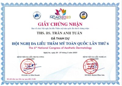 2023 - Giấy chứng nhận hội nghị da liễu thẩm mỹ toàn quốc lần thứ 6