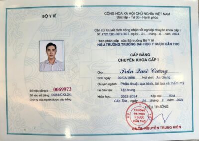2024 - Bằng chuyên khoa cấp I chuyên ngành Phẫu thuật tạo hình, tái tạo và thẩm mỹ