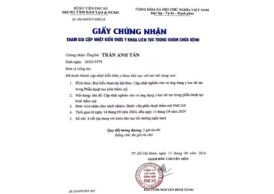 2024 - Cập nhật nghiên cứu và ứng dụng y học tái tạo trong phẫu thuật tạo hình thẩm mỹ