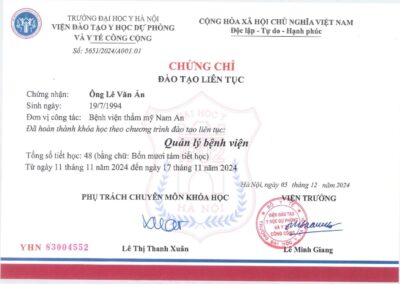 2024 - Chứng chỉ Đào tạo liên tục _Quản lý bệnh viện_ - Trường Đại học Y Hà Nội