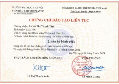 2024 - Chứng chỉ đào tạo liên tục_ Quản lý bệnh viện tại Trường Đại học Y Hà Nội