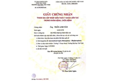 2024 - Giấy chứng nhận tham gia cập nhật kiến thức y khoa liên tục trong khám bệnh, chữa bệnh