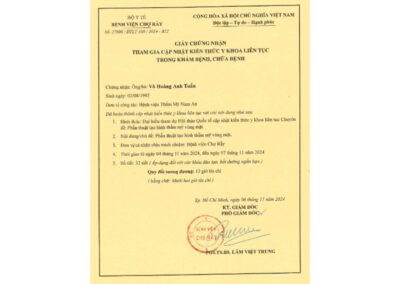 2024_ Giấy chứng nhận cập nhật kiến thức y khoa liên tục về Phẫu thuật tạo hình thẩm mỹ vùng mặt