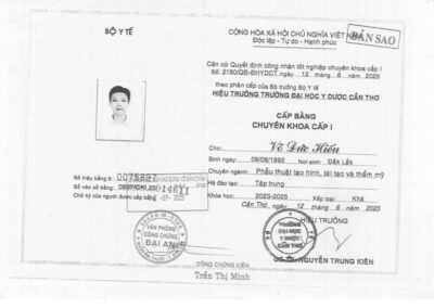 2025 - Bằng chuyên khoa cấp I_ Phẫu thuật tạo hình, tái tạo và thẩm mỹ