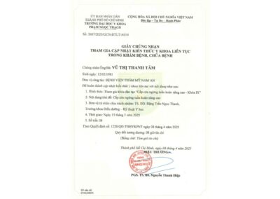 2025 - Giấy chứng nhận tham gia cập nhật kiến thức y khoa liên tục_ Cấp cứu ngừng tuần hoàn nâng cao - Khóa IX tại Trường Đại học Y khoa Phạm Ngọc Thạch