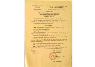 2025 - Quyết định về việc điều chỉnh phạm vi hành nghề khám bệnh, chữa bệnh (bổ sung Chuyên khoa Tai Mũi Họng)