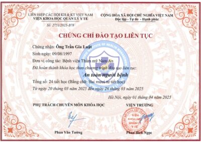 2025_ Chứng chỉ Đào tạo liên tục _An toàn người bệnh_ – Viện Khoa học Quản lý Y tế