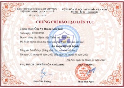 2025_ Chứng chỉ đào tạo liên tục An toàn người bệnh